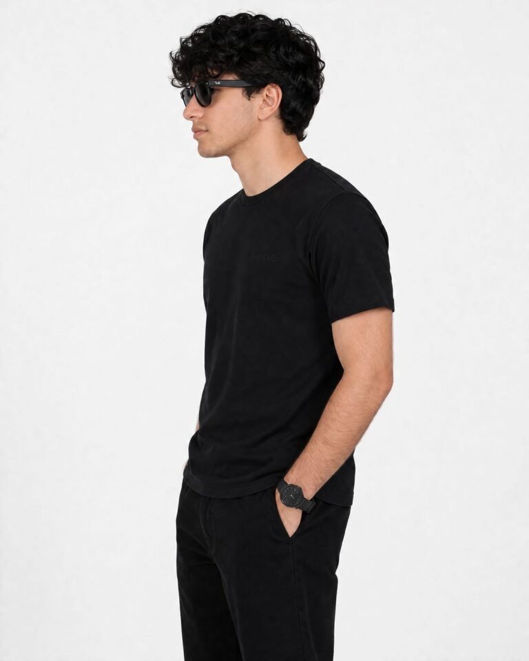 Slim Fit Erkek Tişört Göğüs Nakışlı