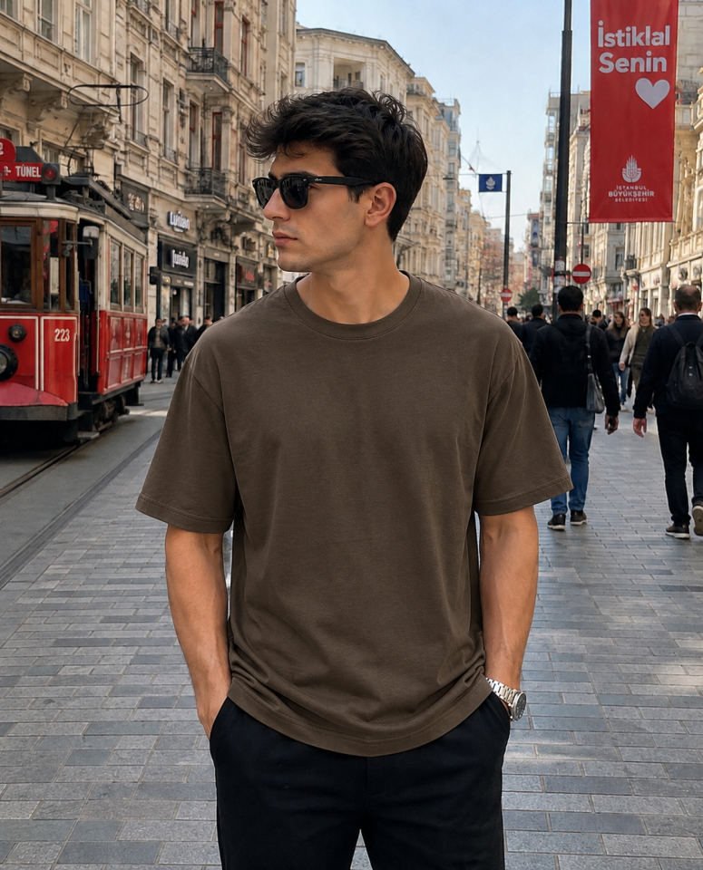 Erkek Yazlık Pamuklu  Oversize Tişört